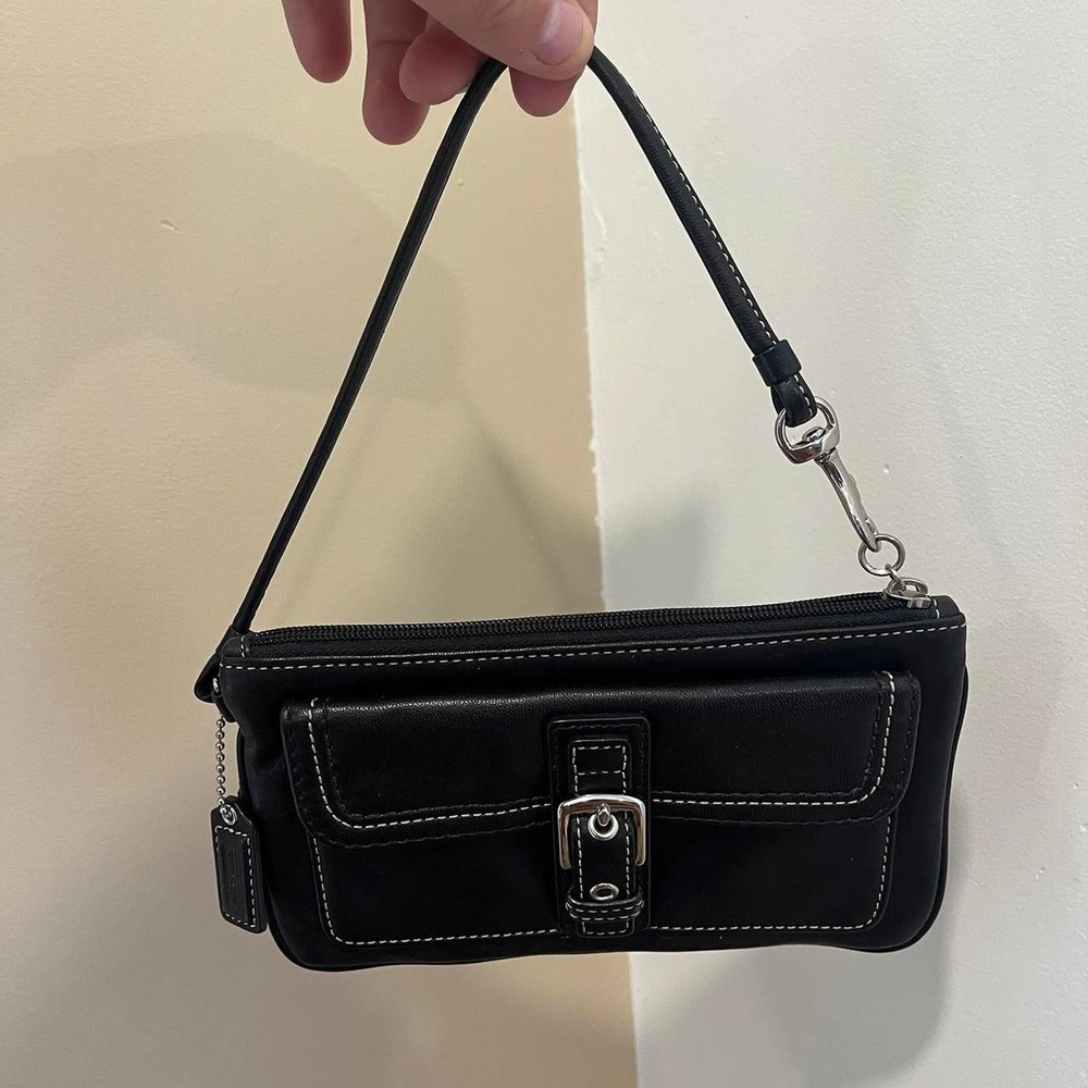 Y2K 2000s Coach SoHo black leather Mini Bag / Wristlet